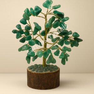 Aventurine Green, Tree, Natural Natural Mind, Body, Soul Collection Gemstone, total 5.5in-Tree height 4.5in