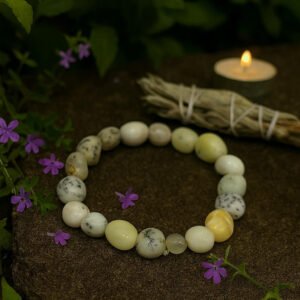 Dendritic Opal Tumbled Bracelet – Clarity • Growth • Balance, Mind-Body-Soul awareness bracelet