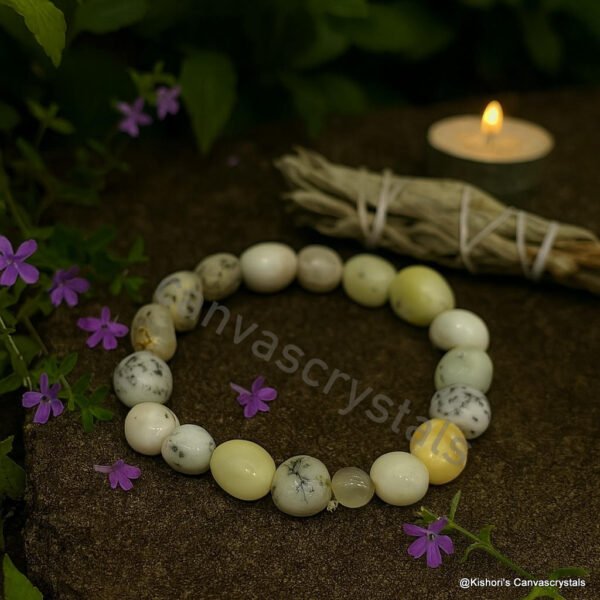 Dendritic Opal Tumbled Bracelet – Clarity • Growth • Balance, Mind-Body-Soul awareness bracelet