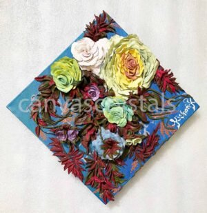 Whispers of the Bloom – 3D Roses Sculpture Painting (12” Framed Canvas)