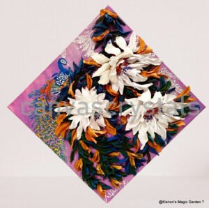 Peacock, Penhill Watermelon – Framed Canvas Sculpture Painting (12 in x 12 in x 3 in D), Mind-Body-Soul series