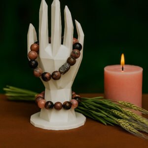 Rhodonite Buddha Focus Bracelet – 10mm, AAA Quality Collections, Mind-Body-Soul bracelet