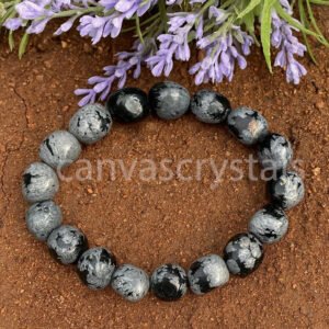 Snowflake Obsidian Tumbled Bracelet – Balance • Protection • Clarity, Mind/Body/Soul series