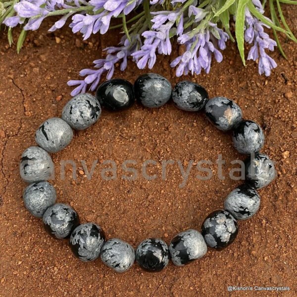 Snowflake Obsidian Tumbled Bracelet – Balance • Protection • Clarity, Mind/Body/Soul series