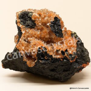 Raw Orange Stillbite Wellness Cluster – Natural Gemstone Natural Mind, Body, Soul Collection Specimen (465 gms)