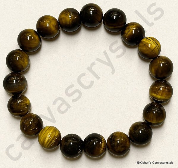 Tiger Eye Bracelet – 10 mm Beads | Confidence & Protection Crystal, Mind-Body-Soul Bracelet - Image 2