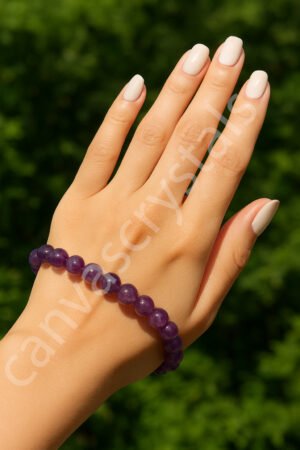 Natural Amethyst 8mm Round Beads' Bracelet – Mind, Body & Soul Serenity Series Gemstone Bracelet
